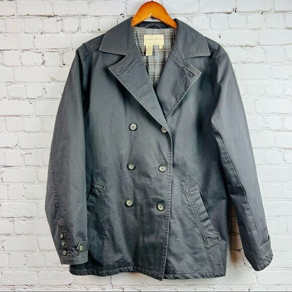 VTG 90s The Territory Ahead Flannel Lined Double Breasted Gray Barn Coat Jacket - Picture 1 of 16